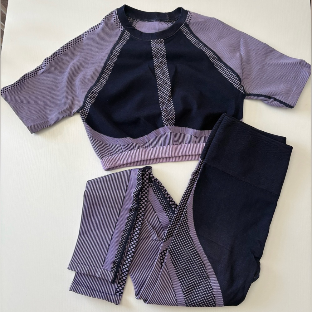 Purple and Navy Fabletics Activewear Set